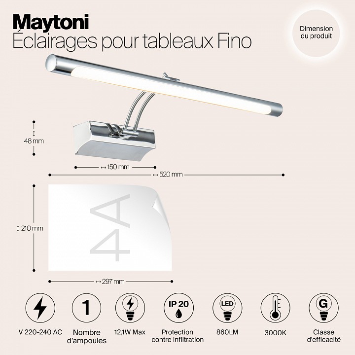 Подсветка для картины maytoni fino mir003wl-l12ch