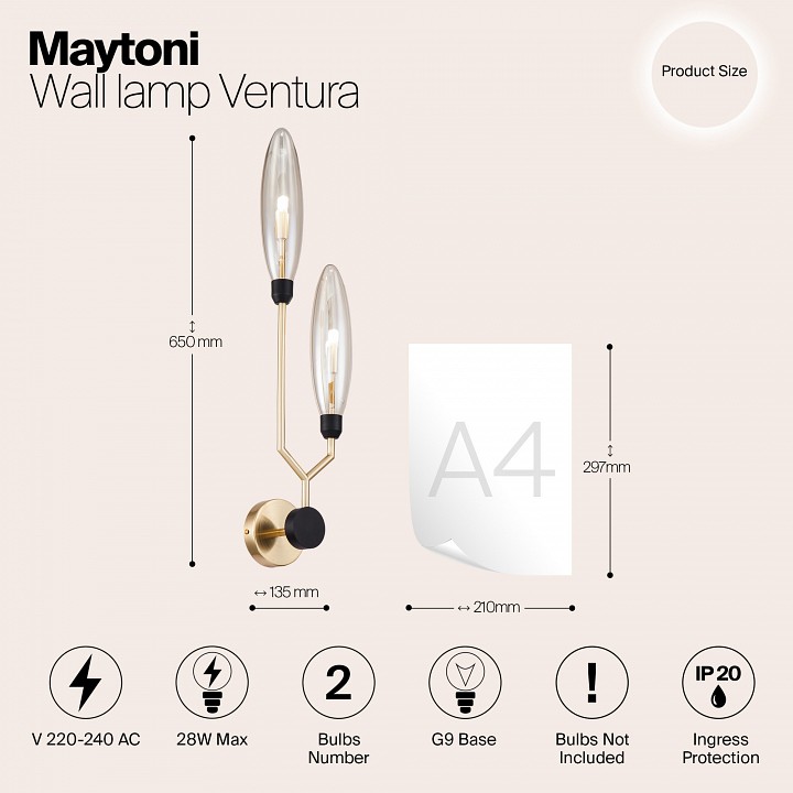 Бра maytoni ventura mod012wl-02g