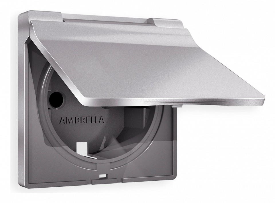 Накладка для розетки влагозащищенной с заземлением и со шторками с крышкой ambrella volt quant ap5080