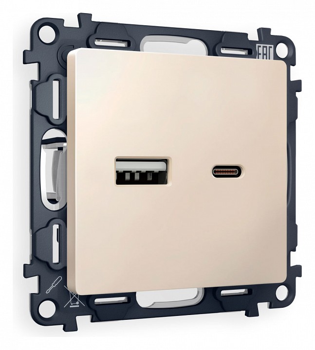 Розетка 2хusb type a и c без рамки ambrella volt alfa ma331010