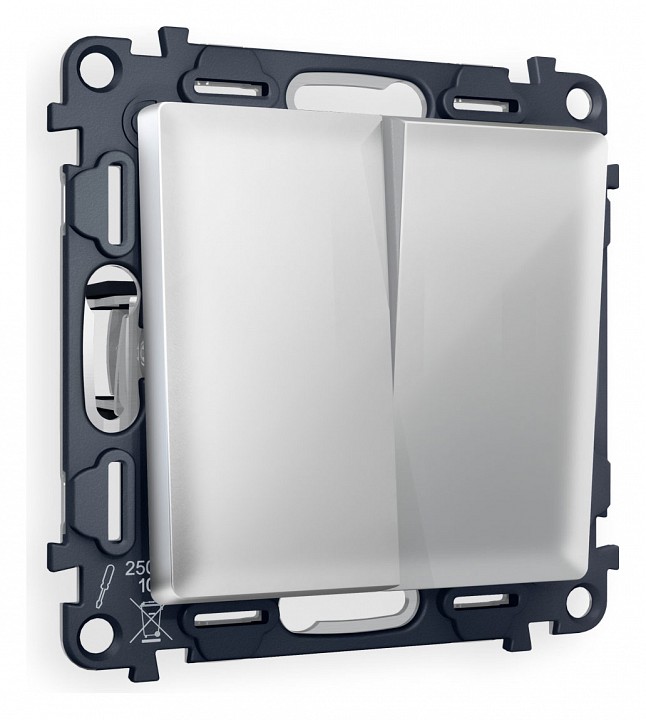 Выключатель двухклавишный без рамки ambrella volt alfa ma403010