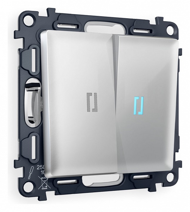 Выключатель проходной двухклавишный с подсветкой ambrella volt alfa ma404040