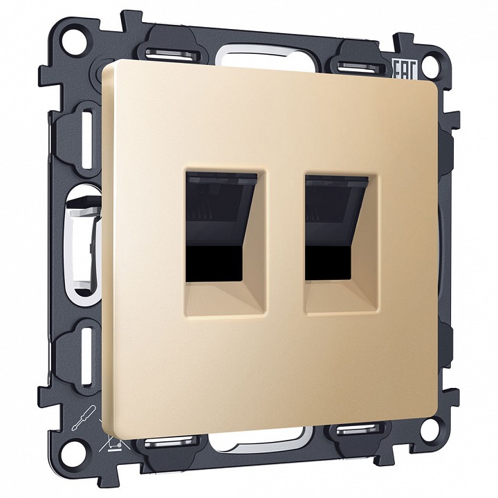 Розетка двойная ethernet rj-45 и со шторками, Без рамки ambrella volt alfa ma612110