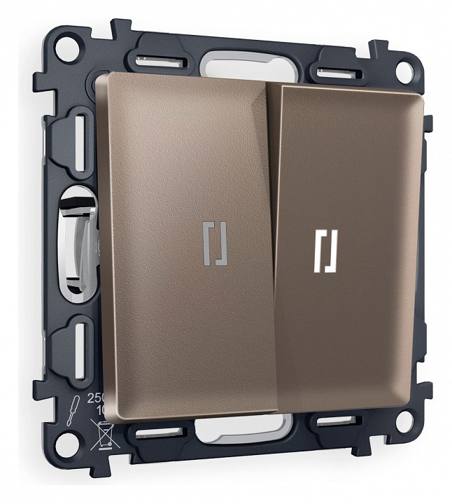 Выключатель двухклавишный с подсветкой без рамки ambrella volt alfa ma634015