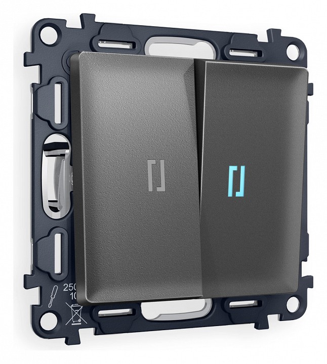 Выключатель проходной двухклавишный с подсветкой ambrella volt alfa ma654040