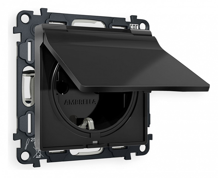 Розетка с заземлением и со шторкой, Без рамки с крышкой ambrella volt alfa ma808010