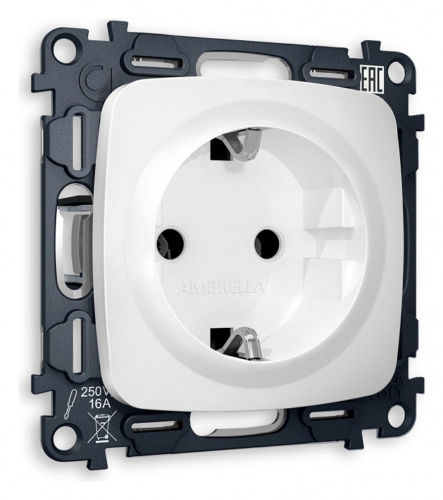Розетка с заземлением, Без рамки ambrella volt omega mo126010