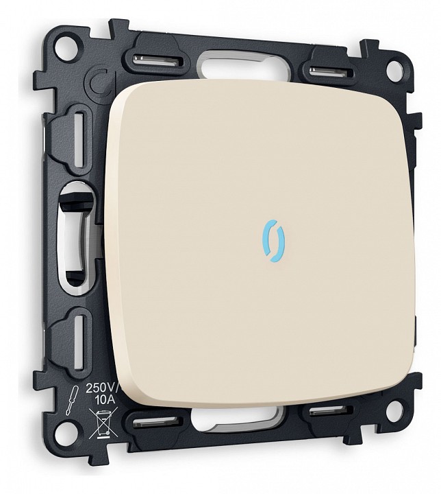 Выключатель проходной одноклавишный с подсветкой без рамки ambrella volt omega mo322040