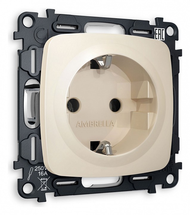 Розетка с заземлением, Без рамки ambrella volt omega mo326010