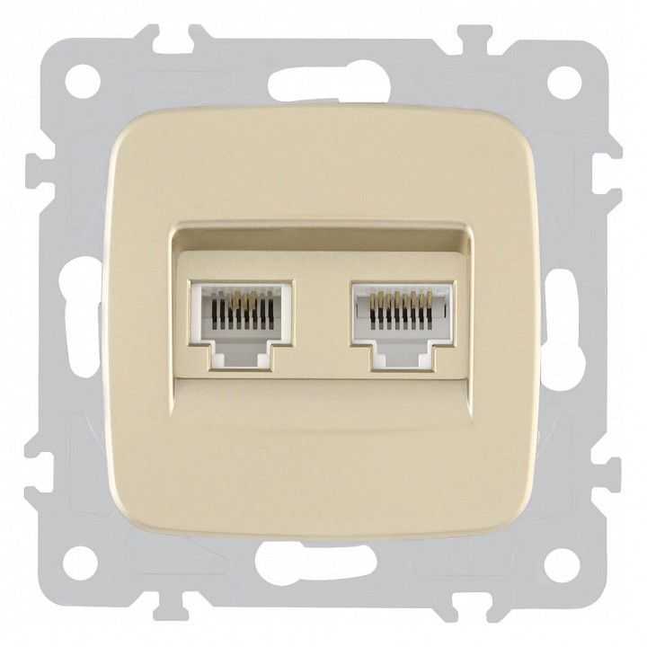 Розетка двойная rj-11 и ethernet rj-45, Без рамки arte milano am-205 205.44-1.shampan