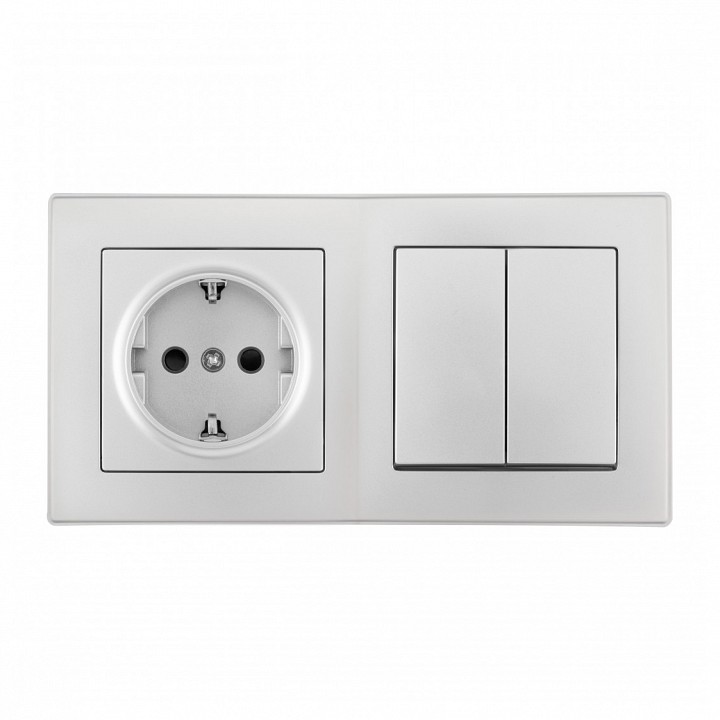 Блок с розеткой и выключателем arte milano set06-2 set06-2-30-2-40-1 silver