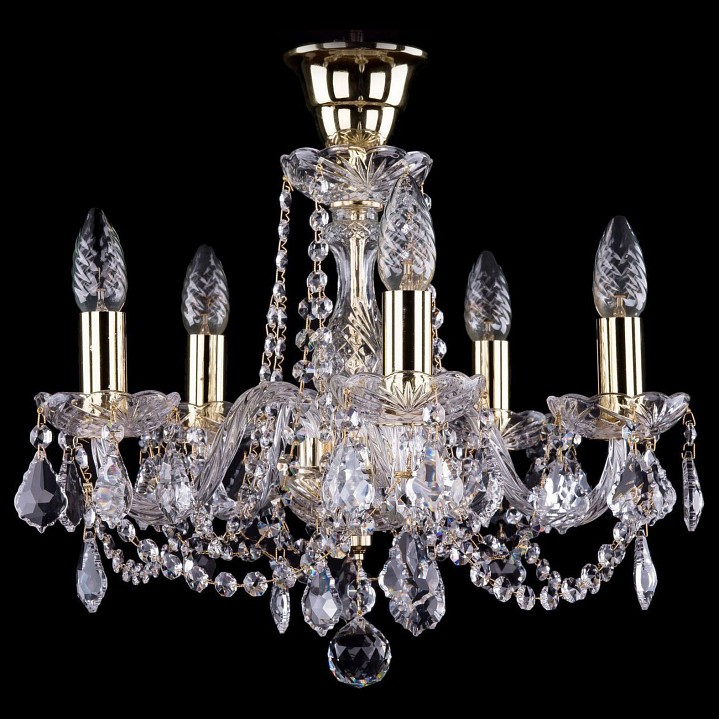 Подвесная люстра bohemia ivele crystal 1402 1402/5/141/g/leafs/tube