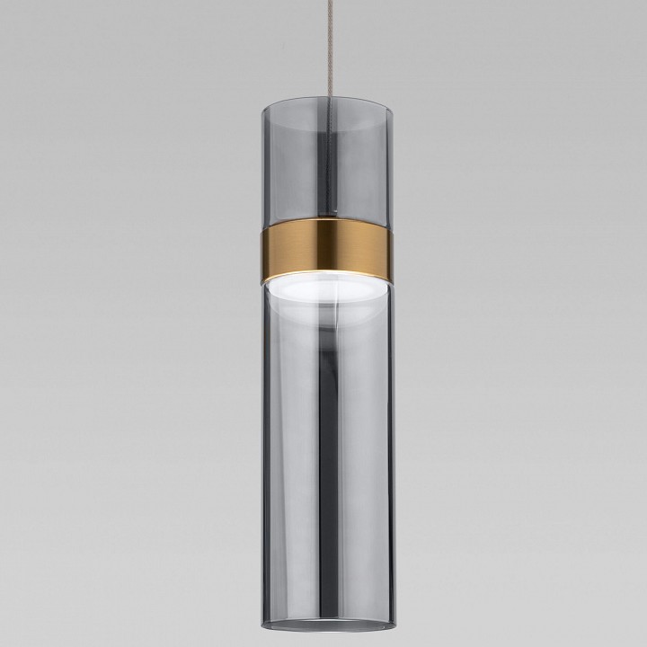 Подвесной светильник eurosvet lumen 50244/1 led латунь/дымчатый