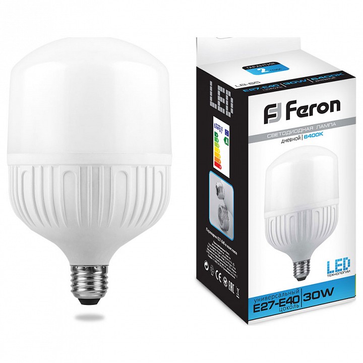 Лампа светодиодная feron lb-65 e27-e40 30вт 6400k 25537