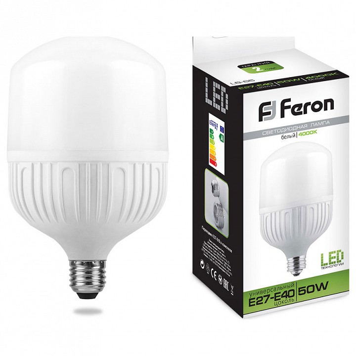 Лампа светодиодная feron saffit lb-65 e27-e40 50вт 6400k 25539