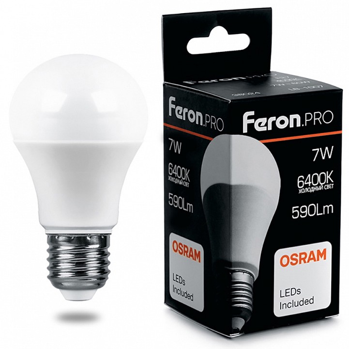 Лампа светодиодная feron lb-1307 e27 7вт 6400k 38025