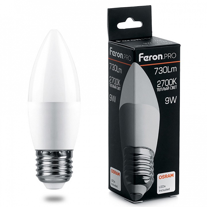 Лампа светодиодная feron lb-1309 e27 9вт 2700k 38062