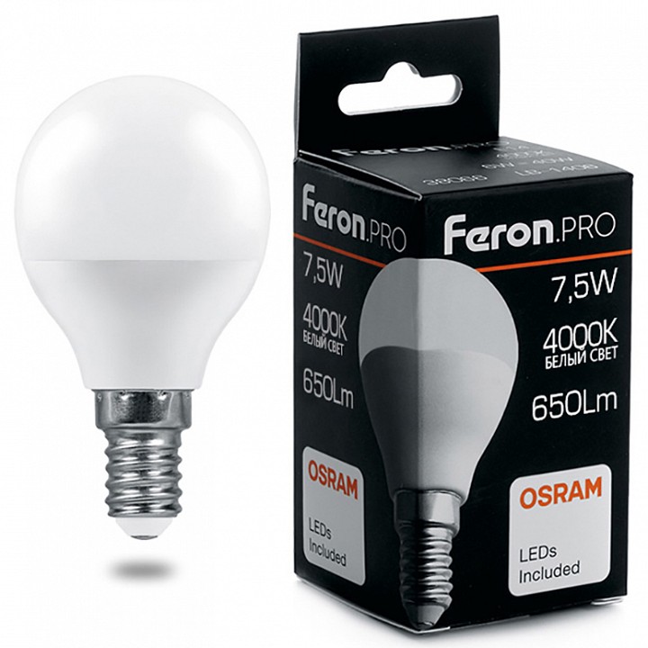 Лампа светодиодная feron lb-1407 e14 7.5вт 4000k 38072