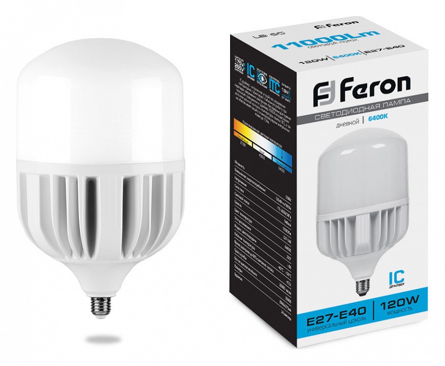 Лампа светодиодная feron lb-65 e27-e40 120вт 6400k 38197