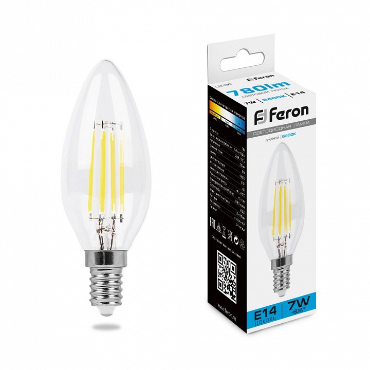 Лампа светодиодная feron lb-66 e14 7вт 6400k 38227