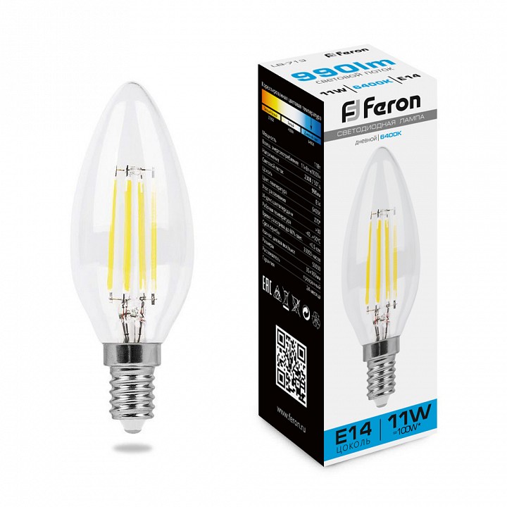 Лампа светодиодная feron lb-713 e14 11вт 6400k 38231