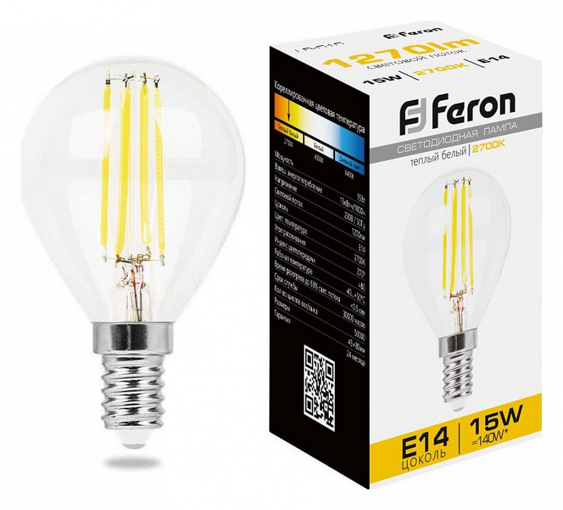 Лампа светодиодная feron lb-515 e14 15вт 2700k 38249