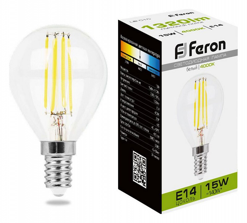 Лампа светодиодная feron lb-515 e14 15вт 4000k 38250