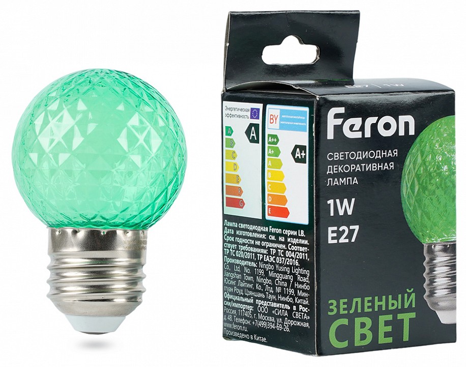 Лампа светодиодная feron e27 1вт k 52163