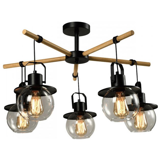 Люстра на штанге imex freedom md.23044-5-s-bk+wood