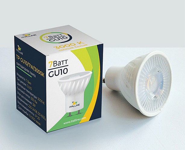 Лампа светодиодная italline tp gu10 7вт 3000k tp gu10/7w/3000k