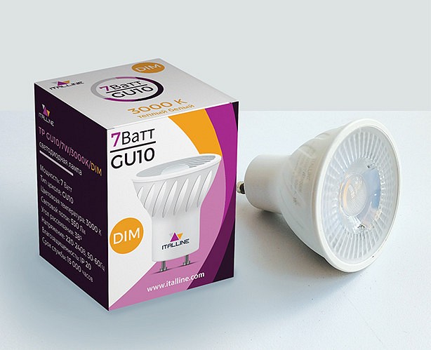 Лампа светодиодная italline tp gu10 7вт 3000k tp gu10/7w/3000k dim