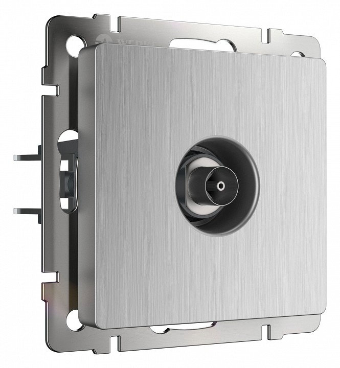 Тв-розетка без рамки werkel cеребряный рифленый w1183009