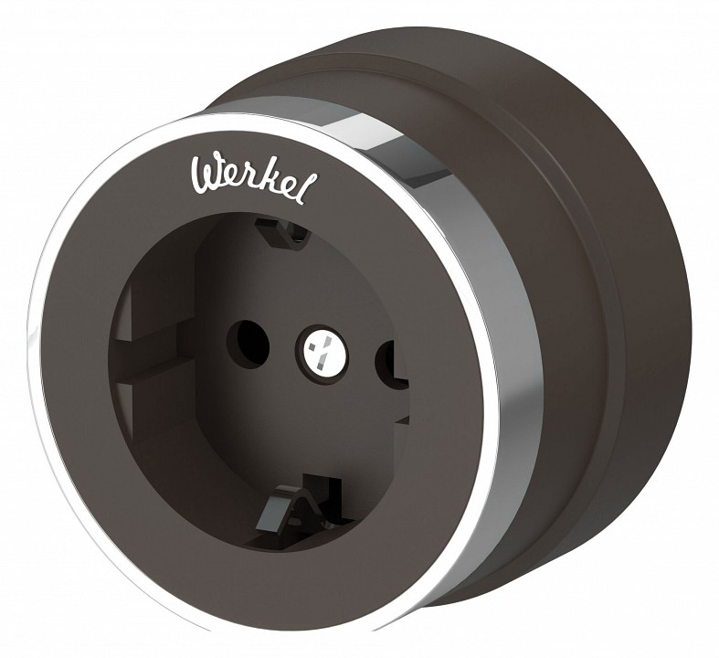Розетка с заземлением werkel vintage (мокко матовый/хром) w5871052