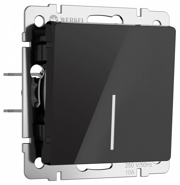 Выключатель одноклавишный с подсветкой без рамки werkel черный акрил w1110148