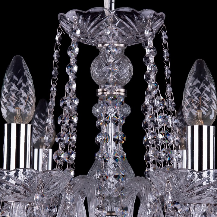 Подвесная люстра bohemia ivele crystal 1402 1402/8/195/ni/leafs