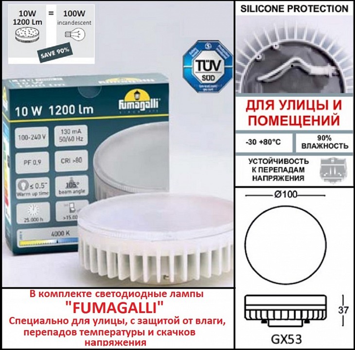 Светильник на штанге fumagalli sauro d15.505.000.axd1l.crb