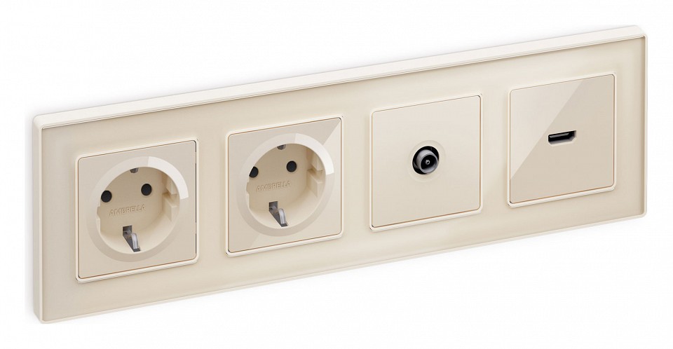 Накладка для розетки с заземлением и со шторками ambrella volt quant ap3070