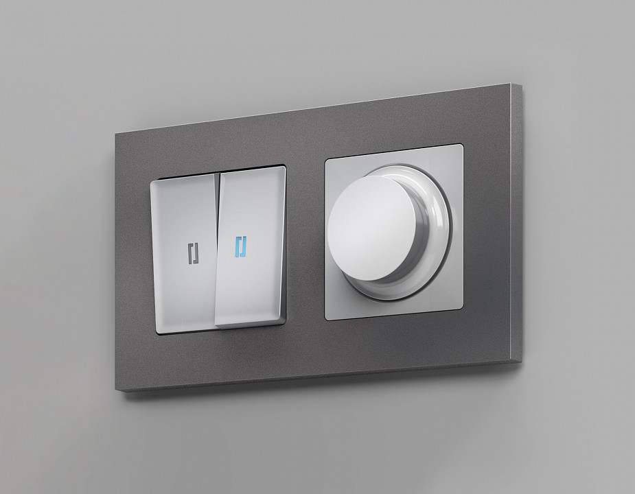 Выключатель проходной двухклавишный с подсветкой ambrella volt alfa ma404040