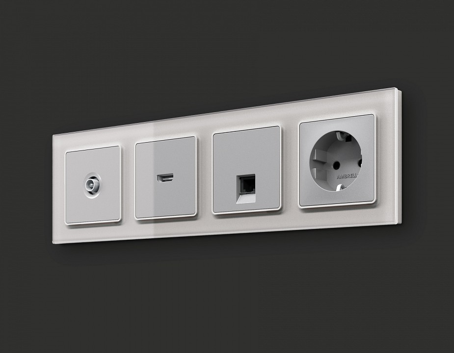 Розетка ethernet rj-45 и со шторками, Без рамки ambrella volt alfa ma412005