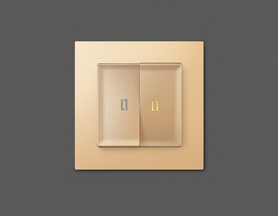 Выключатель двухклавишный с подсветкой без рамки ambrella volt alfa ma604010