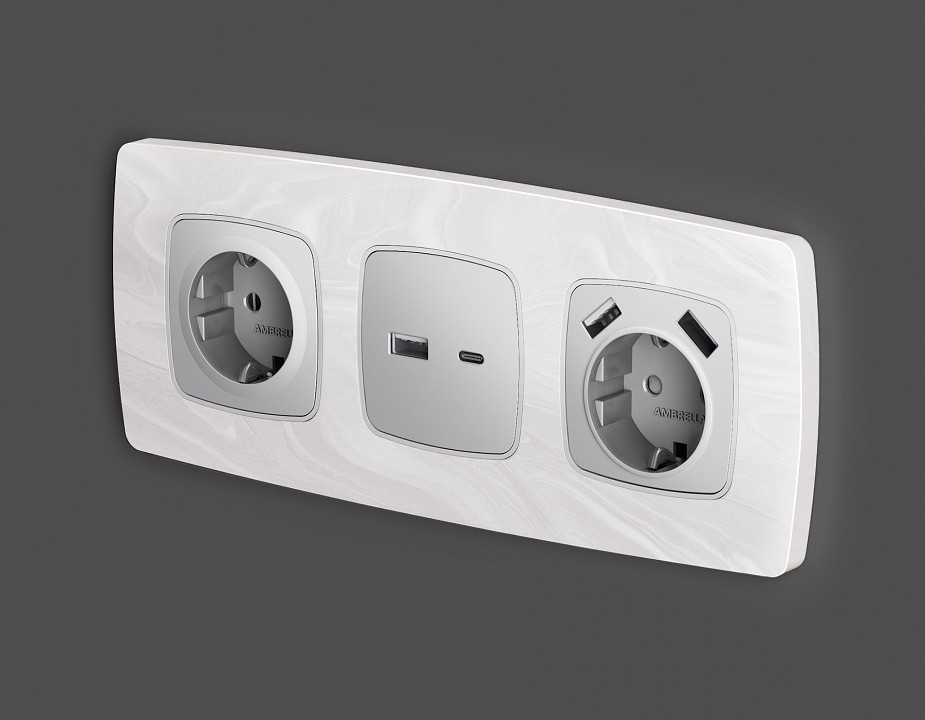 Накладка для розетки type a и c ambrella volt omega op4110