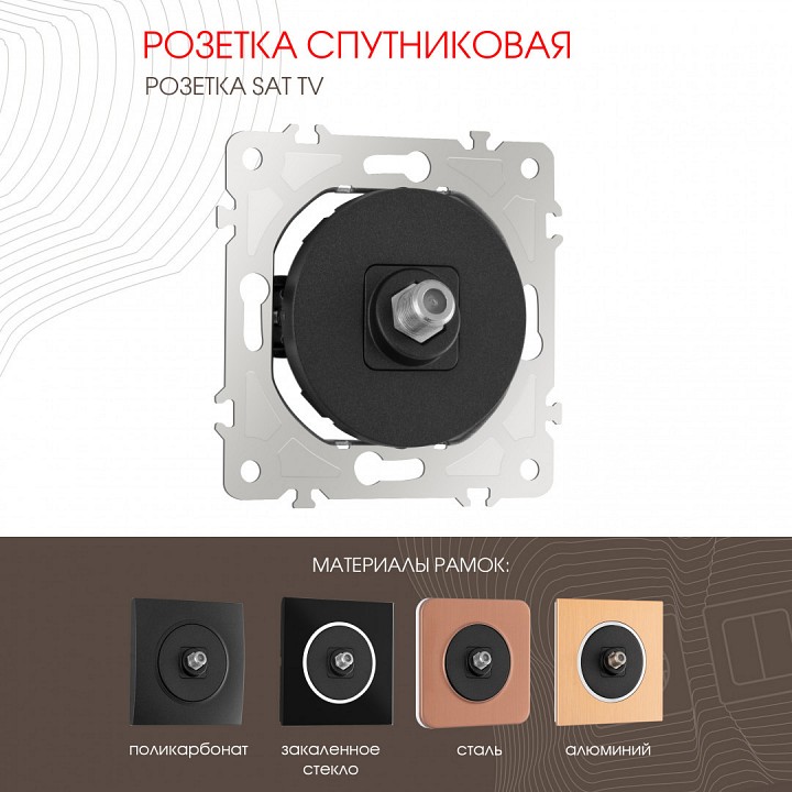 Тв-розетка без рамки arte milano am-202 202.42-1.black