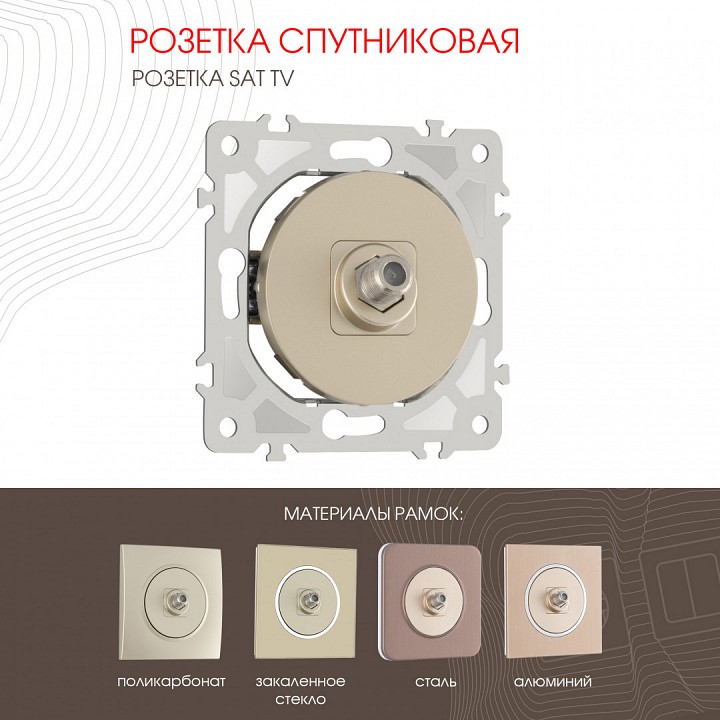 Тв-розетка без рамки arte milano am-202 202.42-1.shampan