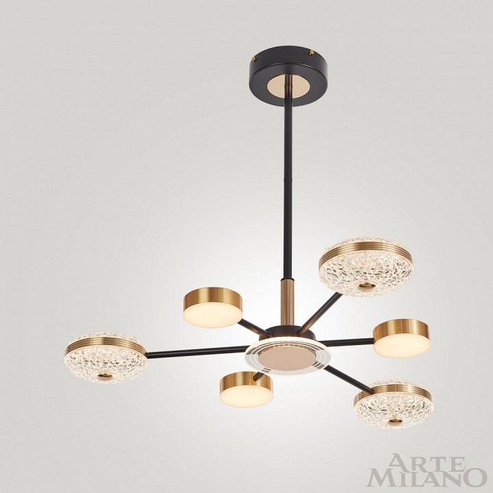 Люстра на штанге arte milano ferrara-72069 272069/6 bk/gd