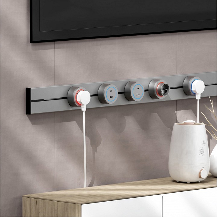 Розетка с заземлением на треке arte milano am-track-sockets-39 397952ts/es grey