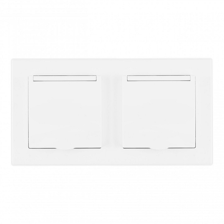 Розетка влагозащищенная с заземлением и со шторкой с крышкой arte milano set06-2 set06-2-41-1x2 white