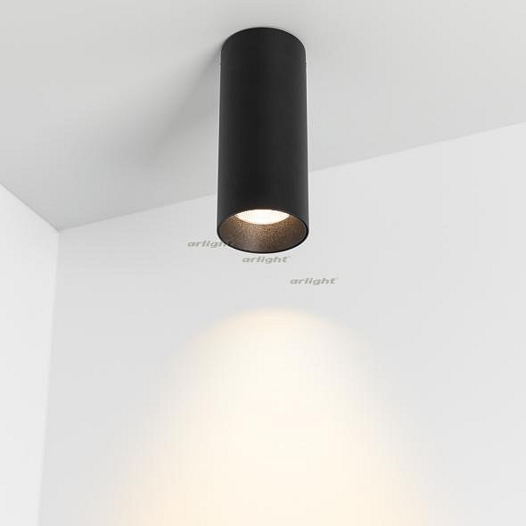 Накладной светильник arlight sp-polo-surface-r65-8w warm3000 (bk-bk, 40 deg) 027506