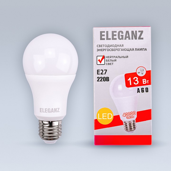 Лампа светодиодная eleganz  e27 13вт 4500k 1371