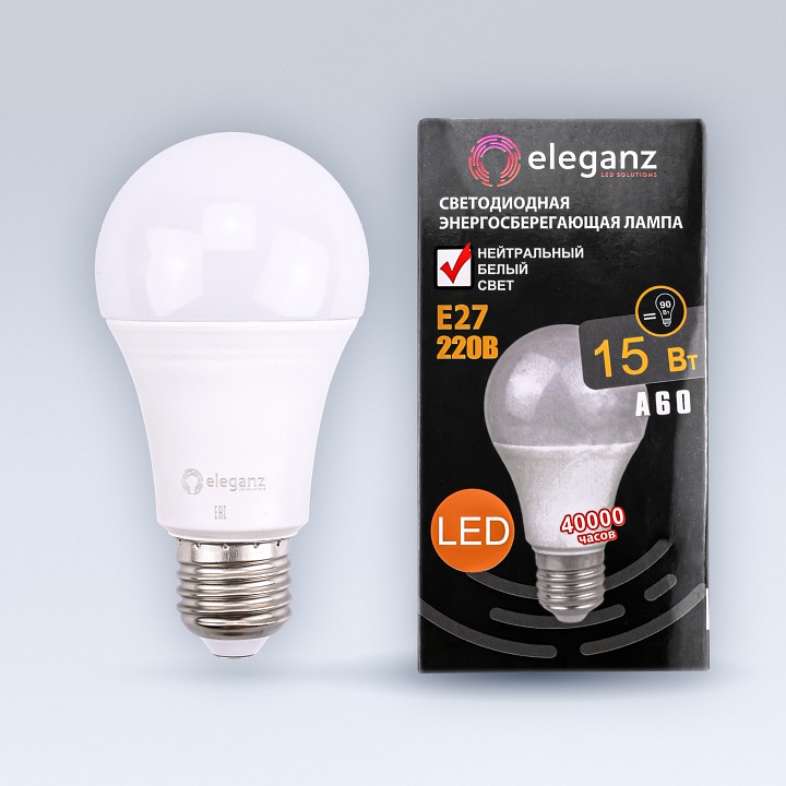 Лампа светодиодная eleganz e27 15вт 4500k 1379