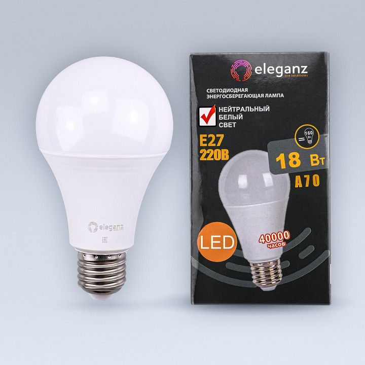 Лампа светодиодная eleganz  e27 18вт 4500k 1399